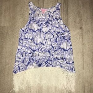 lilly pulitzer flowy tank top with fringe